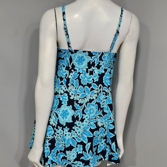 Swim Solutions Printed Empire Tummy-Control Swim Dress - Picture 4 of 12